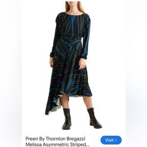 Preen by Thornton Bregazzi Black Dress with Blue and Green Accents